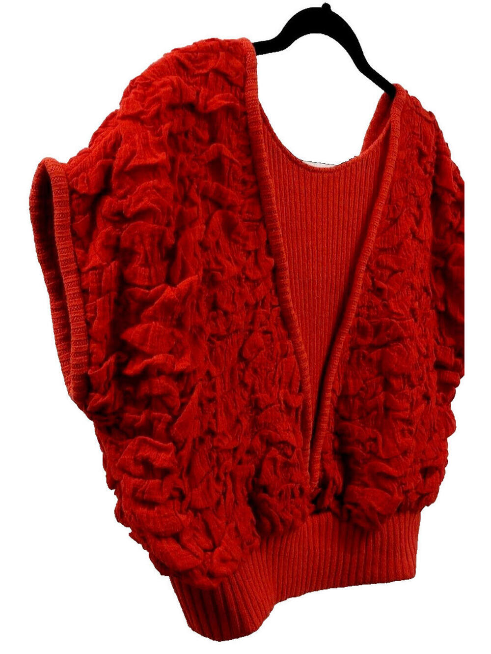 Vintage 1980s Orange Red Sweater Top Evening Wear Disco Club High Fashion M / L